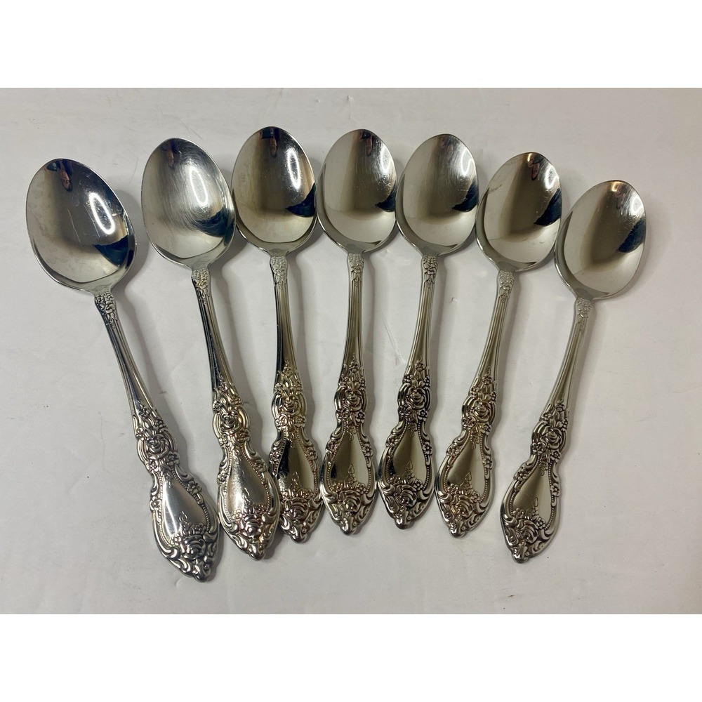 Oneida Wordsworth Stainless Oval Soup Spoons 6 7/8" Set Of 7